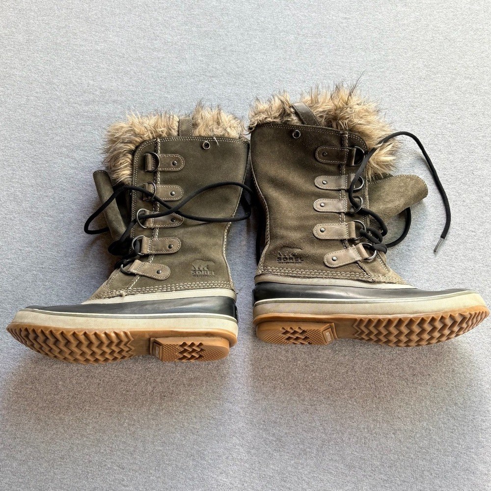 Sorel Joan of Arctic Winter Snow Boots Womens 7 Green Suede Waterproof